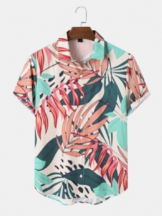 Männer Tropical Leaves Graphic Soft All Matched Skin Friendly Shirts