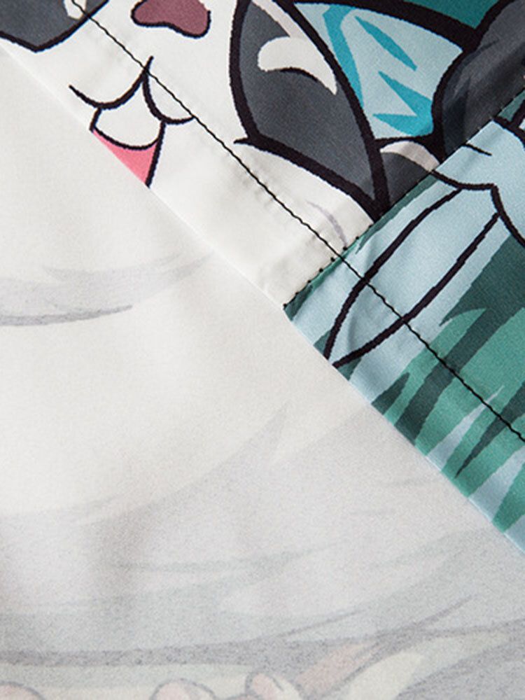 Offener Kimono Mit Chinesischem Cartoon-panda-print Für Herren